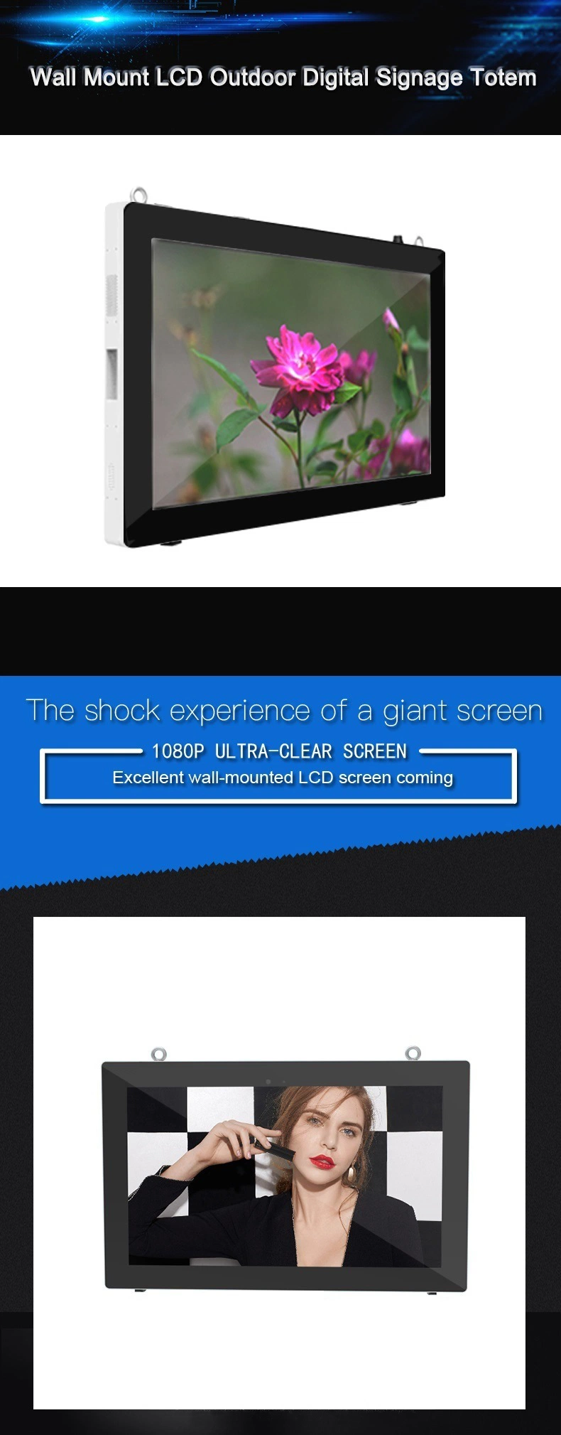 Wall Mounted Outdoor Digital Signage Android 7.0 Sunlight Readable for LCD 49 Inch LG Touch Screen TV Screens