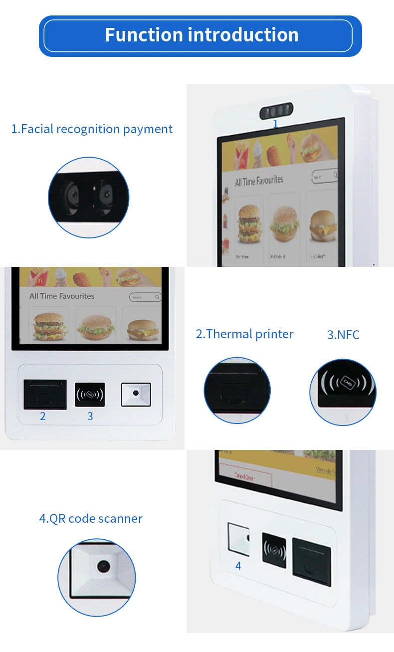 Bill Payment LCD Touch Screen Interactive Self Service Ordering Kiosk