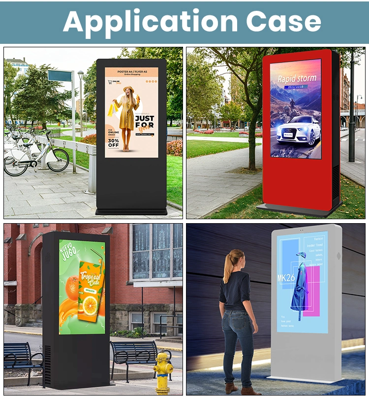 55 Inch Outdoor Digital Signage and Displays Visible in Sunlight IP65 Waterproof Floor Standing Advertising Player