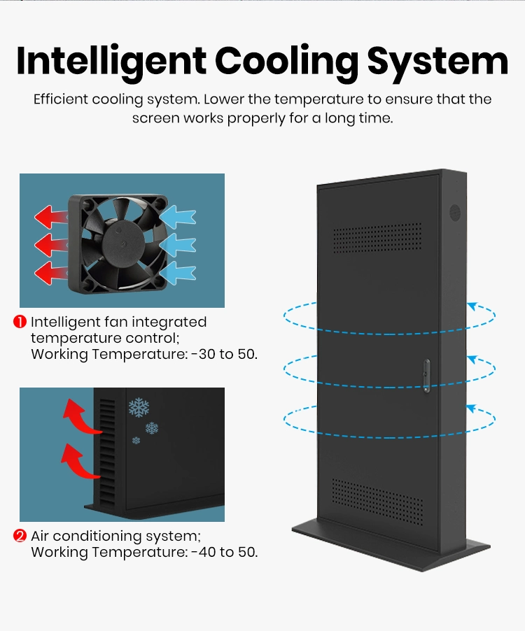 55 Inch Outdoor Digital Signage and Displays Visible in Sunlight IP65 Waterproof Floor Standing Advertising Player