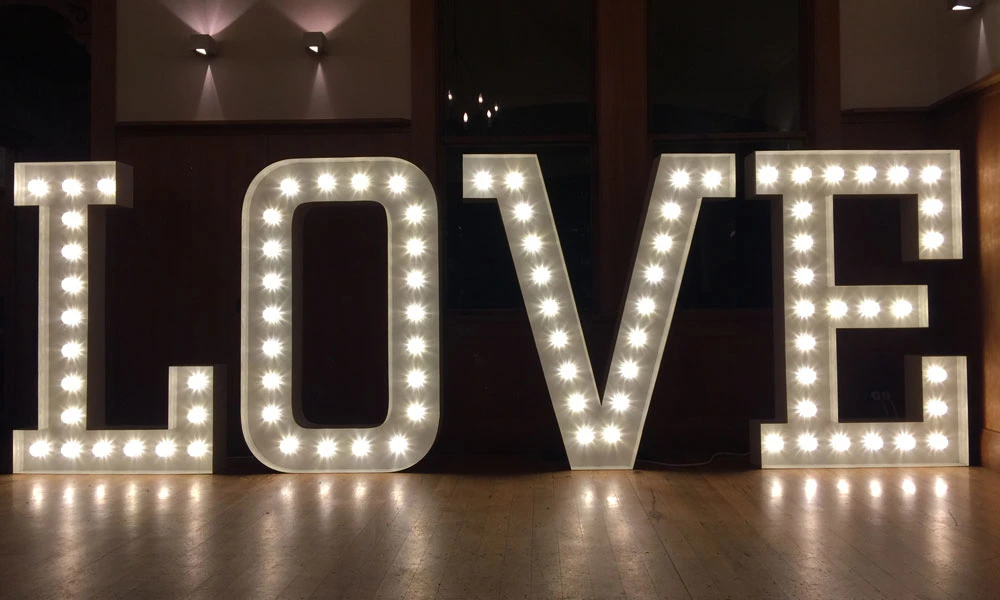 Silver Marquee Light Letter LED Metal Sign Wedding Party Night Bar Light up Marquee Letters Digital Number Letter LED Sign