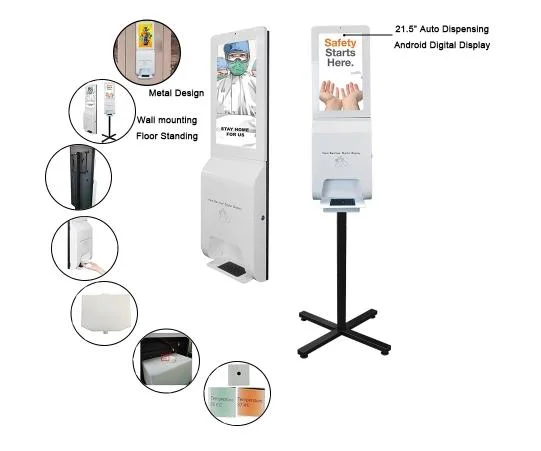 21.5 Inch LCD Display Sanitizer Kiosk Television with Face Recognition Ad Player and 3000 Ml Tank From Asianda