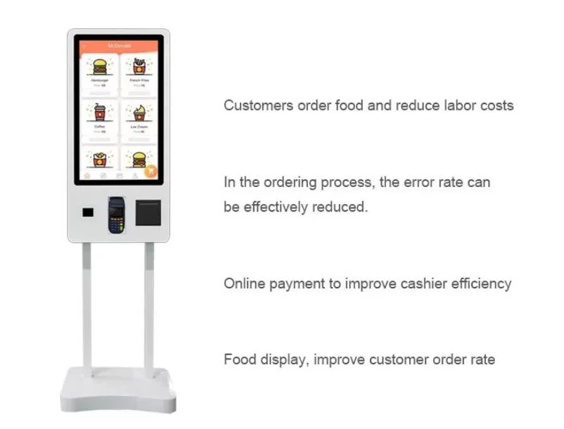 Totem Fast Food 21.5 24 32 Inch Touch Screen POS System Self Pay Machine Self Service Payment Ordering Kiosk for Kfc/Restaurants