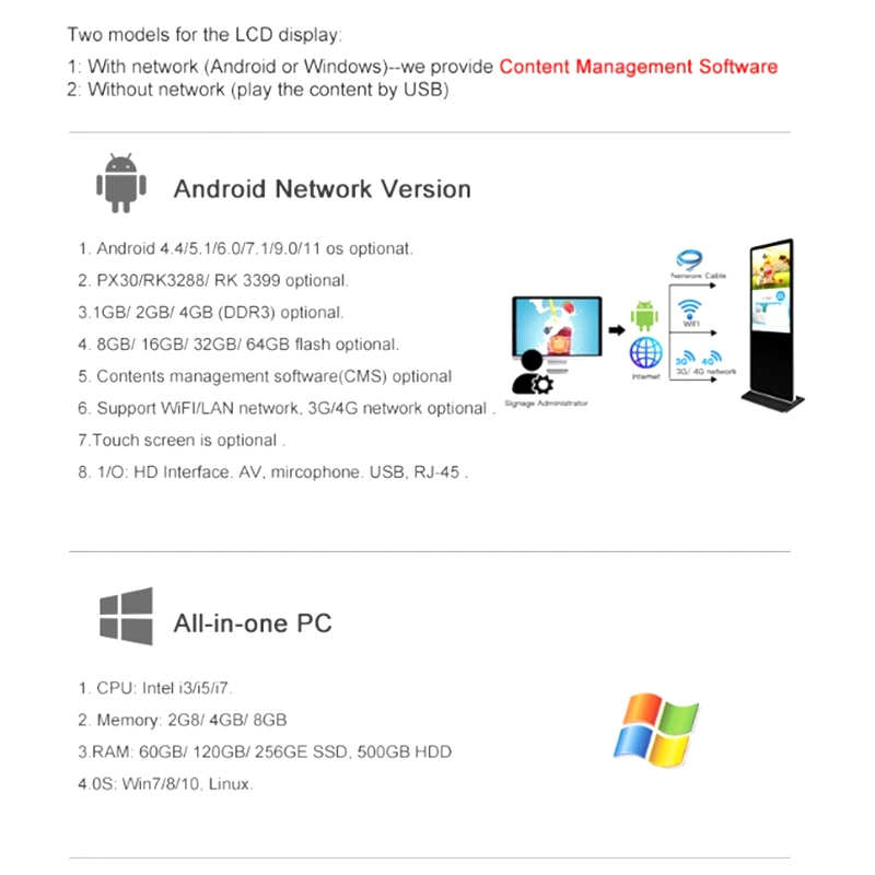 32&quot;43&quot;49&quot;55&quot; Inch Indoor Capacitive Touch 4K Floor Stand Kiosk Interactive Display LCD Advertising Display