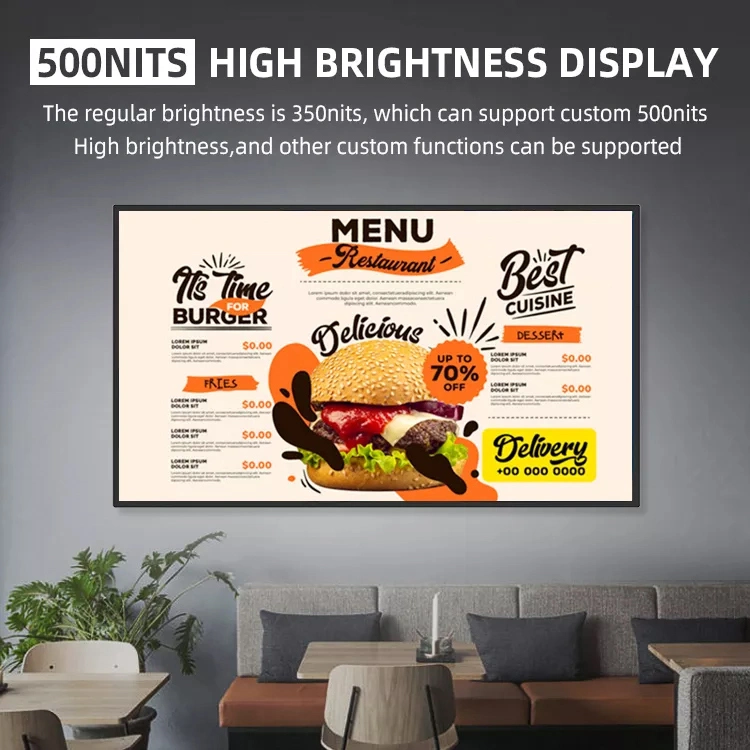 55 Inch Wall Mounted LCD Display Outdoor Wall Mount LCD Digital Signage