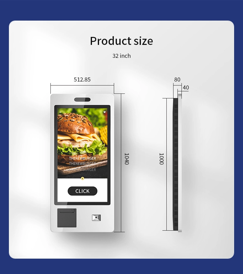 Wall Mounted Touch Screen Kiosk 23.6 27 32 Inch Payment Terminal Checkout Self-Service Kiosk Grocery Store