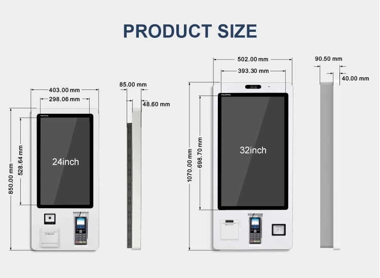 Smart Touch Screen Self Service Ordering Payment Kiosk with Printer Floor Standing Ordering Kiosk Totem