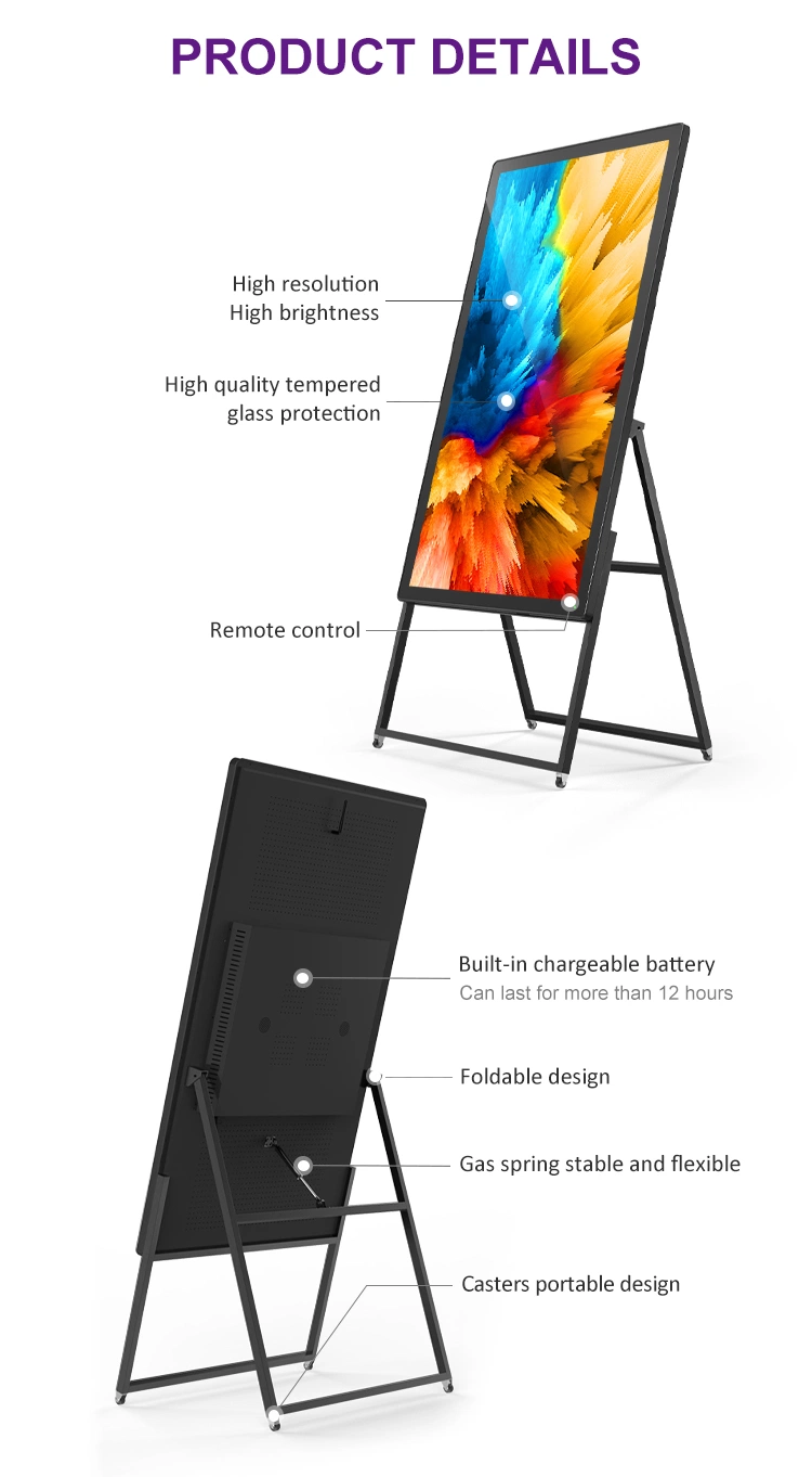 Advertising Kiosk Touch LCD Display Screen Video Wall Mounted Digital Signage with Stand