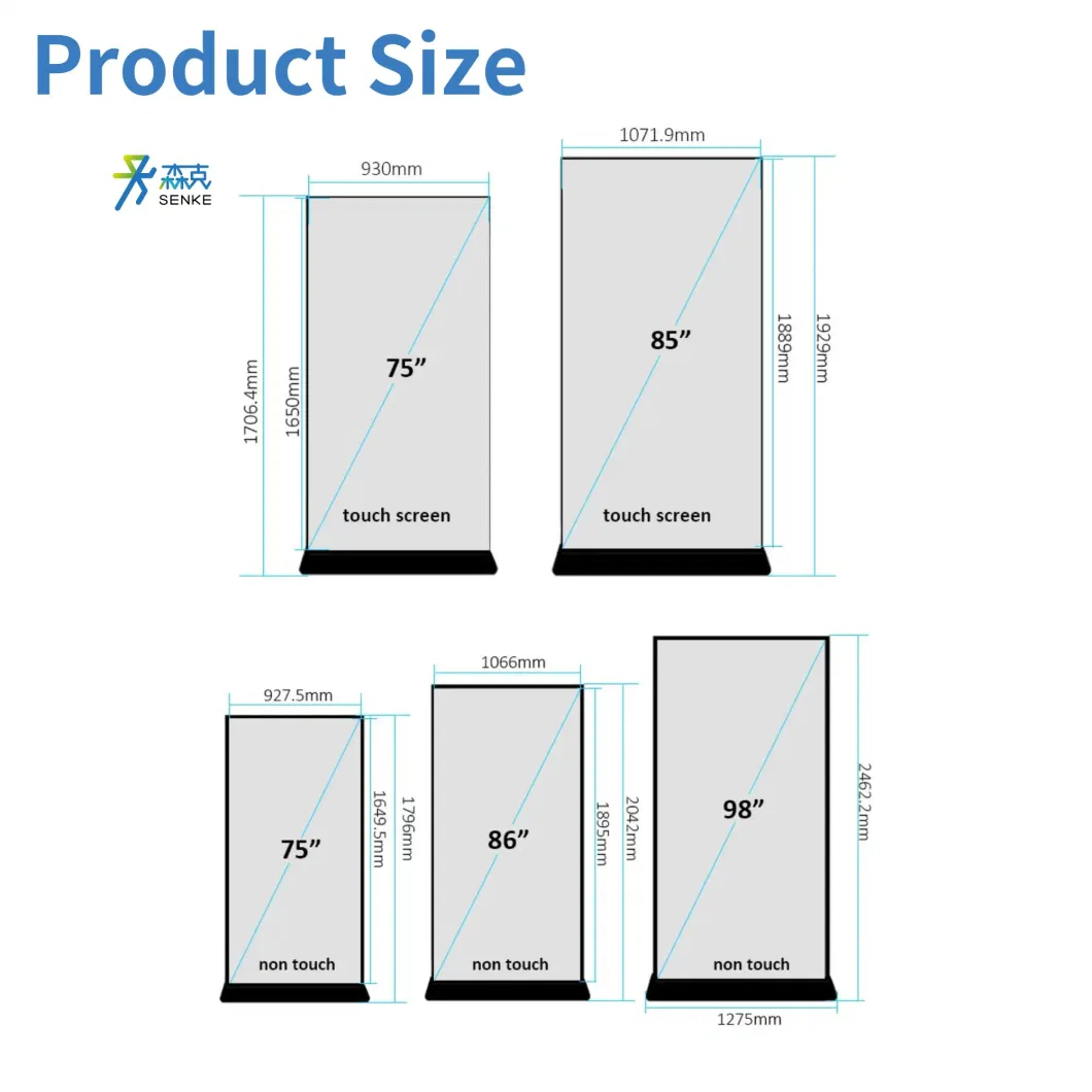 Senke 3D 4K Full Color LED Screen Panel Outdoor Video Poster Storefront Display Advertising LED Screen Digital Signage Kiosk Advertising Kiosk LCD Display Kiosk