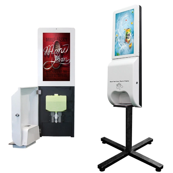 21.5 Inch LCD Display Sanitizer Kiosk Television with Face Recognition Ad Player and 3000 Ml Tank From Asianda