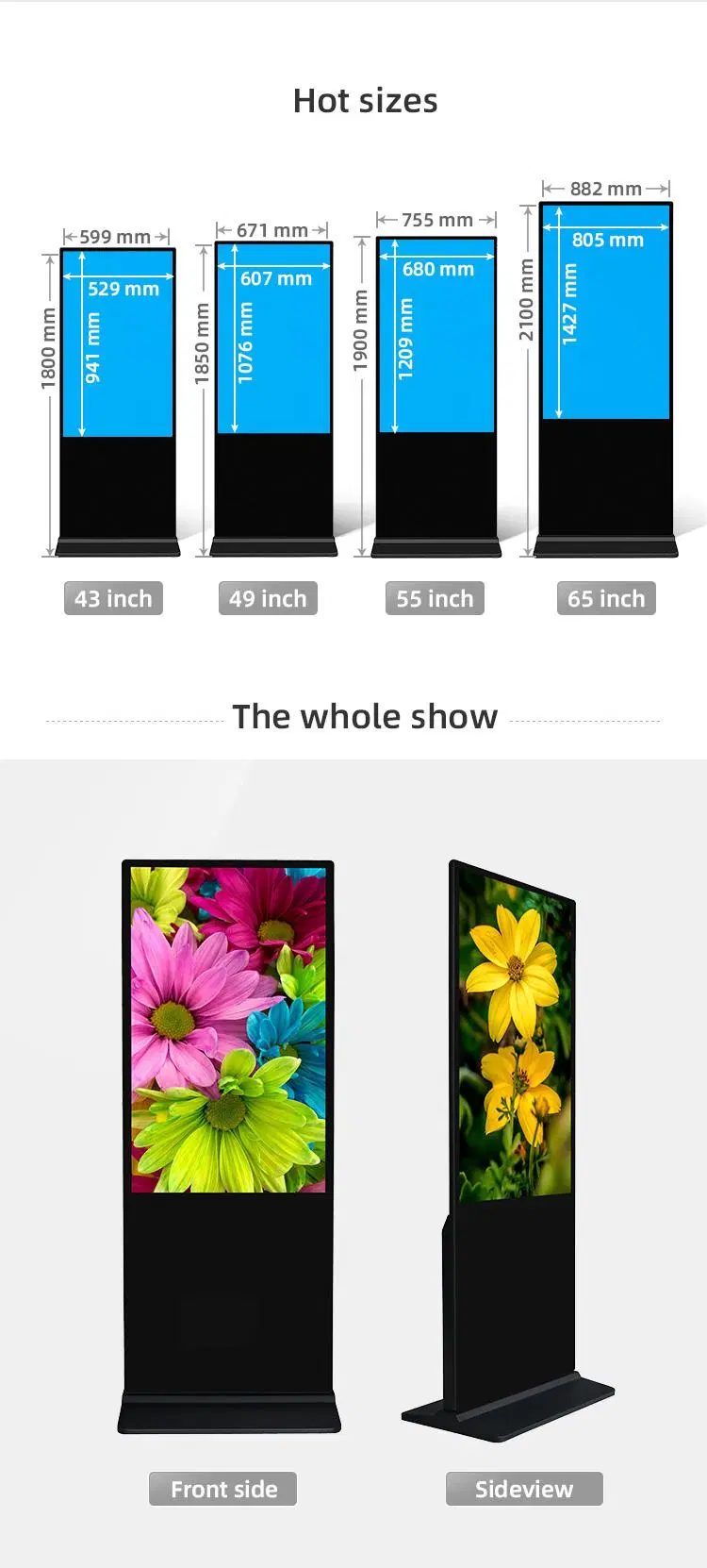 49 Inch Supermarket HD Floor Standing Video Media Player Network Digital Signage Interactive Information Advertising Display Internet Touch Screen Kiosk