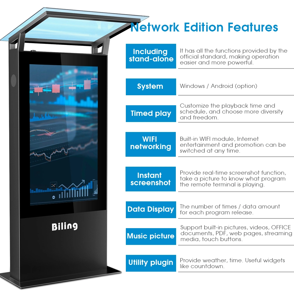 Commercial Latest LCD Digital Signage Display Outdoor Touch Screen Multi-Point Kiosk Monitor