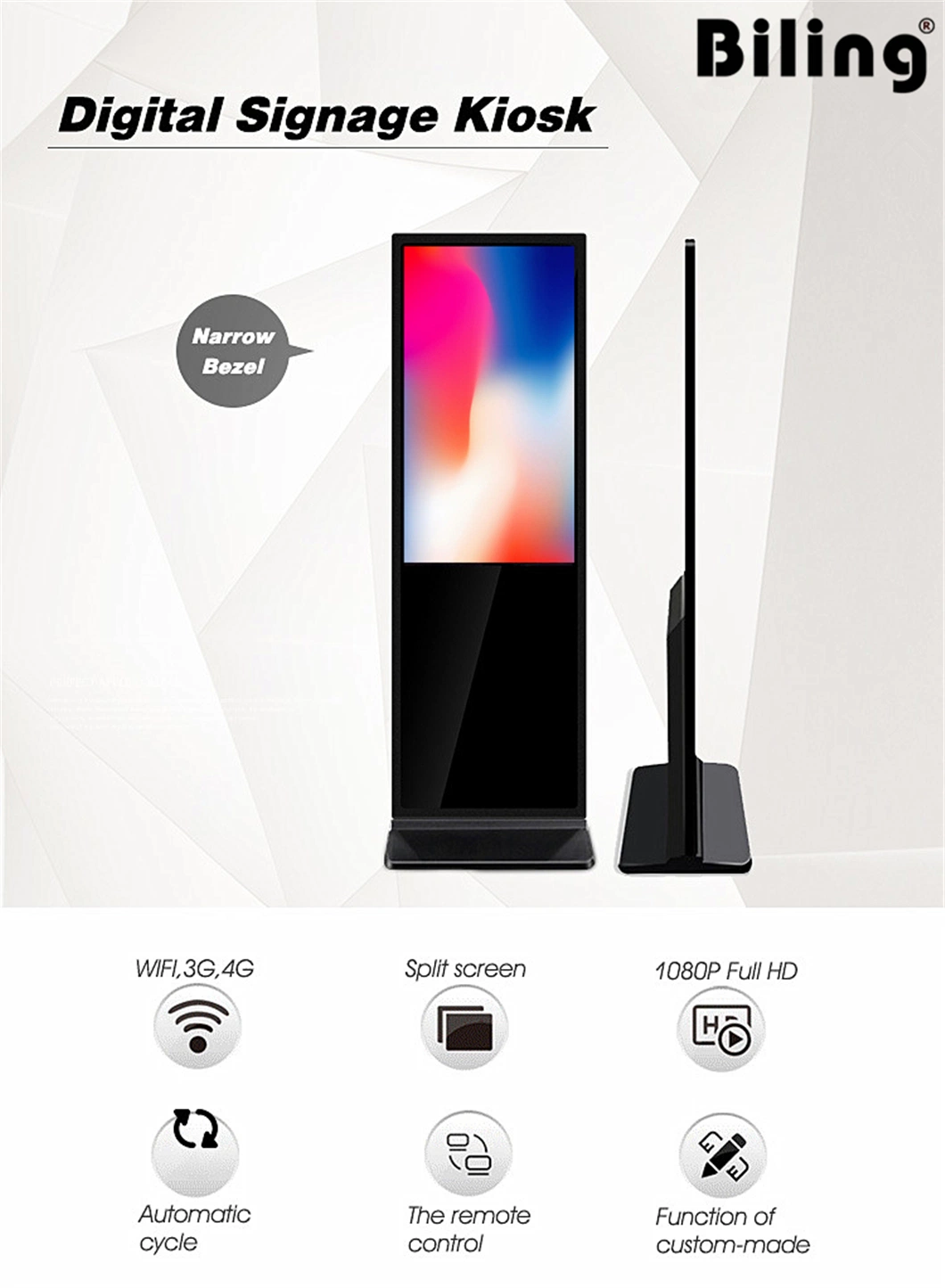 LCD Advertising Board Narrow Bezel Floor Stand Digital Signage 55 Inch Advertising Key Chain Inch Standalone LCD Touch WiFi Wall Mount Ad Digital Signage LCD