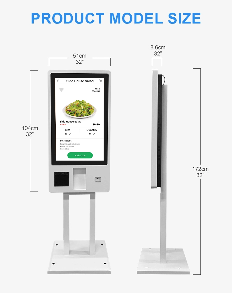 Cheap Floor Standing Digital Touch Screen Fast Food Payment Kiosks All in One PC Self Ordering Machine