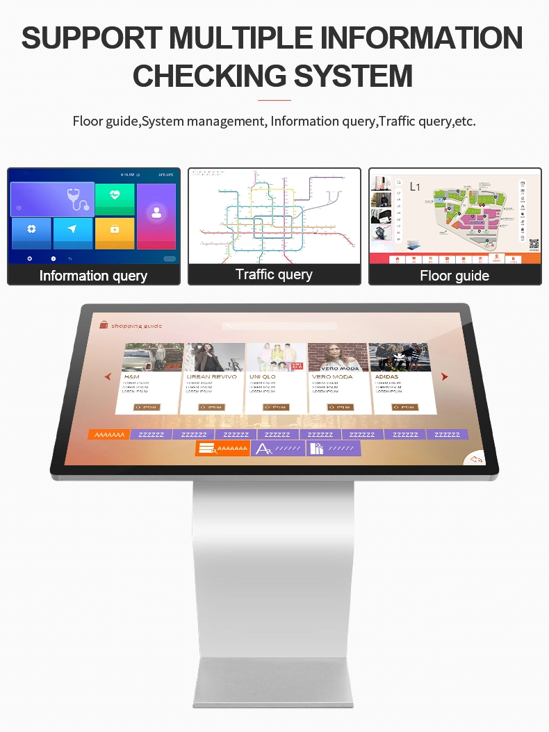 Support Android Windows OS 32 Inch Infrared / Capacitive Touch Screen Freestanding Public Interactive Information Kiosk