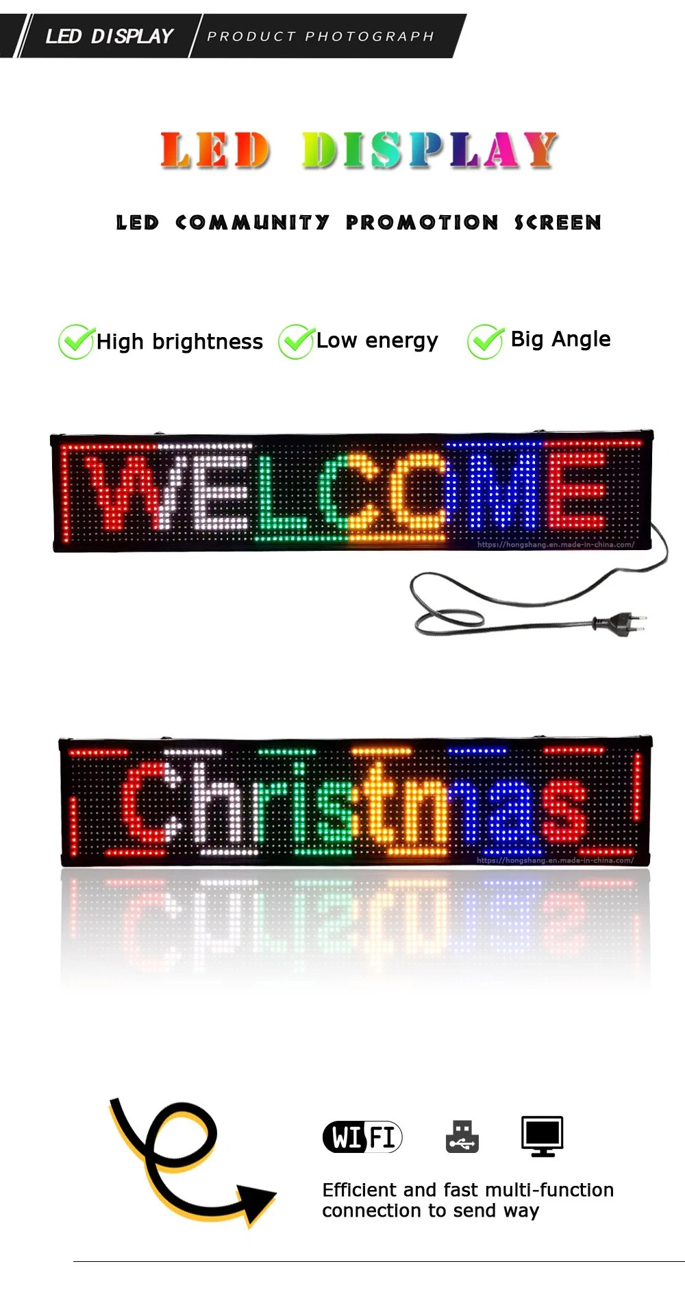 Aluminum Alloy Frame WiFi Editing Advertising Language Scrolling LED Sign