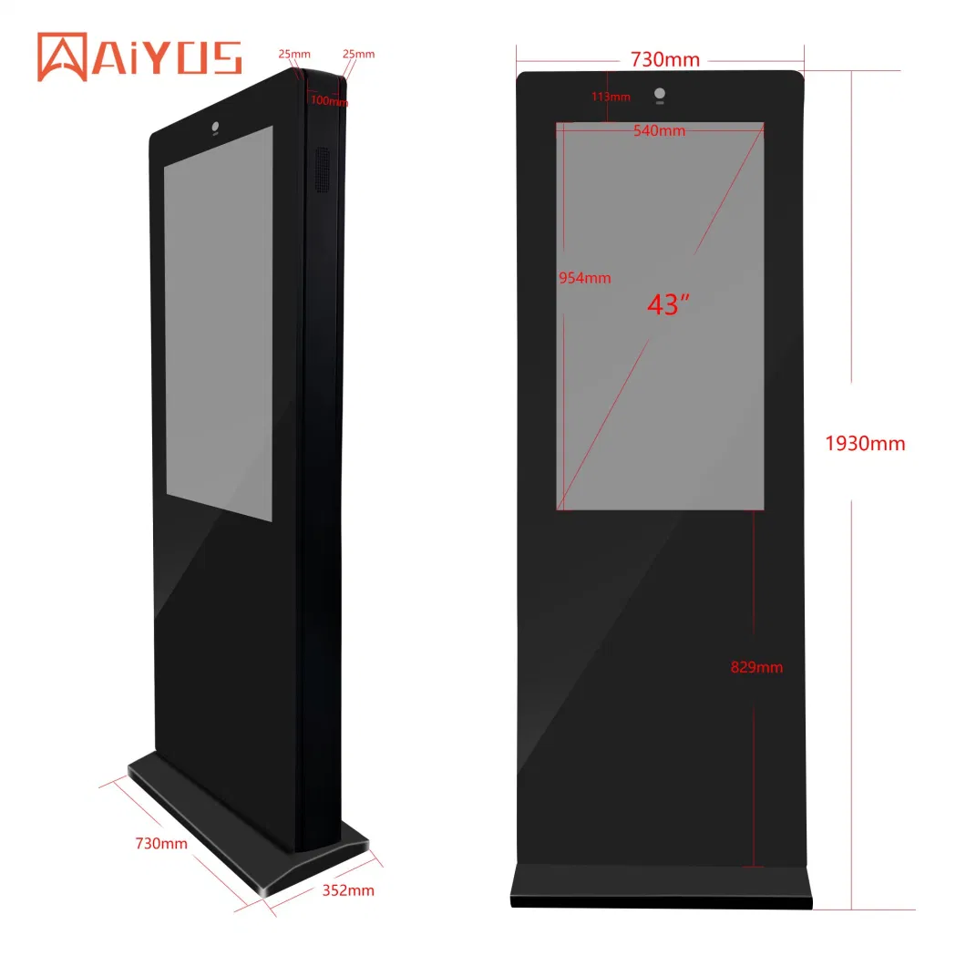 USB/Android/Windows Playing Equipment Multi Language Support Machine Waterproof Advertising LCD Kiosk Display