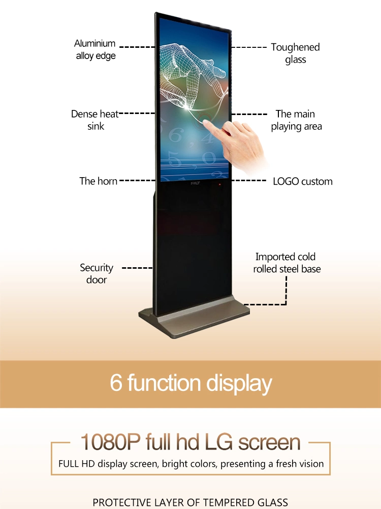 32 43 55 65 Inch Android Touch Screen Advertising Display Floor Standing Advertising Kiosk for Subway/Supermarket