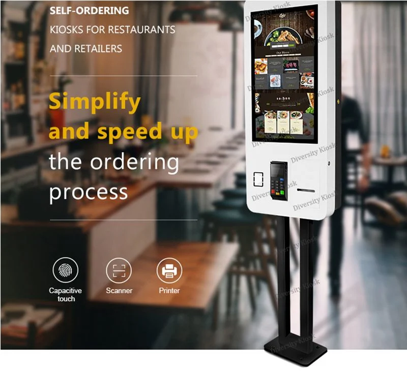 23.6 and 32 Inch Touch Screen POS Restaurant Self Checkout Machine Self Ordering Kiosk System for Kitchen Fast Food