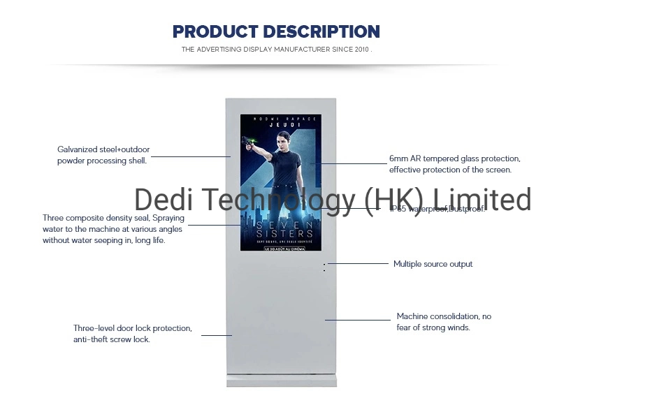 55inch LCD Interactive Floor Standing Digital Signage Kiosk for Outdoor Advertising