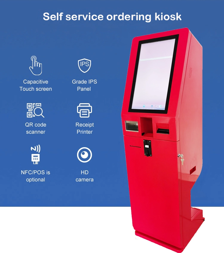 Restaurant Self Service Ordering Kiosk with 23.6 Inch Curved Touch Screen