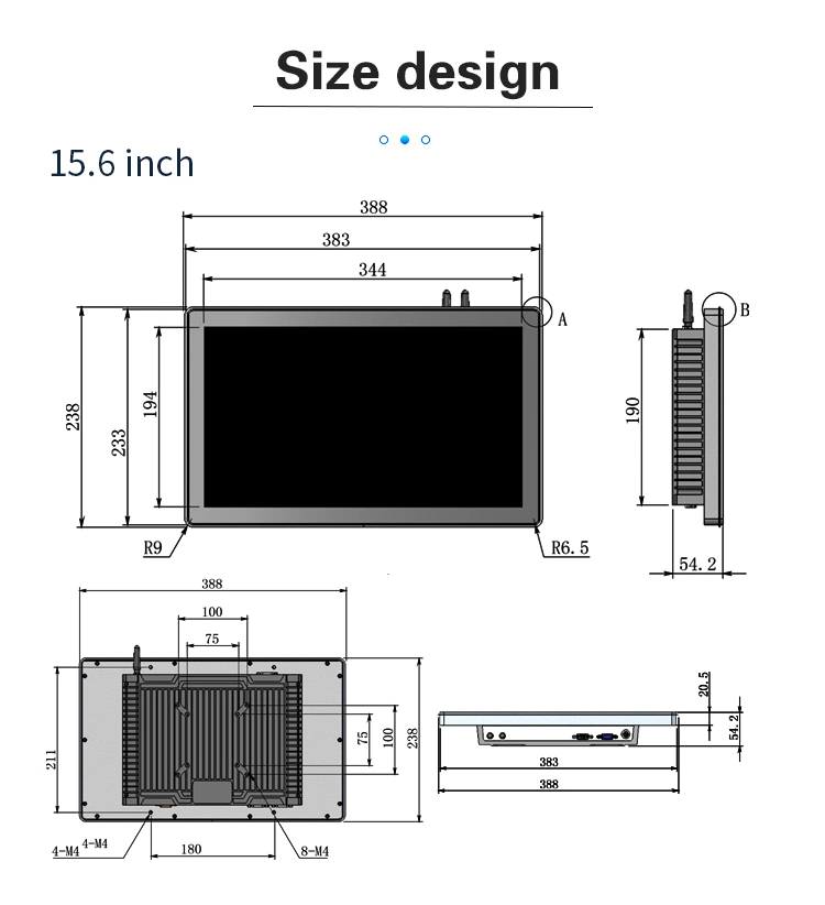 15.6 Inch 1920*1080 10 Points Capacitive Touch Screen Panel PC Embedded Computer Wall Mounted All in One for Kiosk