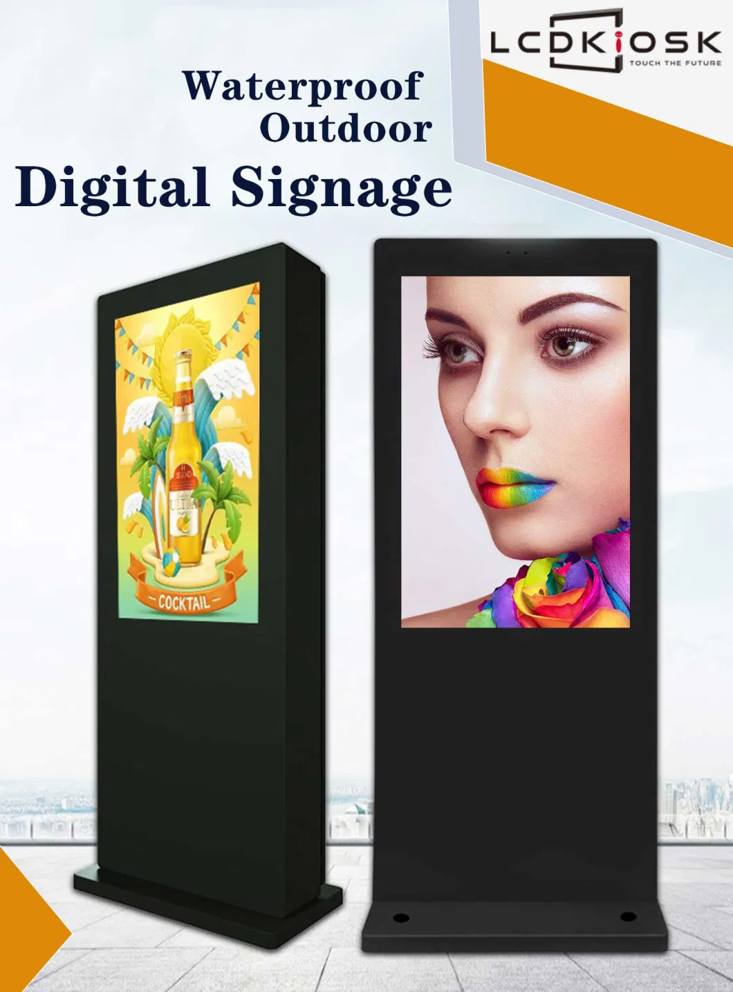 Outdoor Floor Standing LCD Display Advertising Interactive Totem Kiosk LCD Digital Signage Kiosk