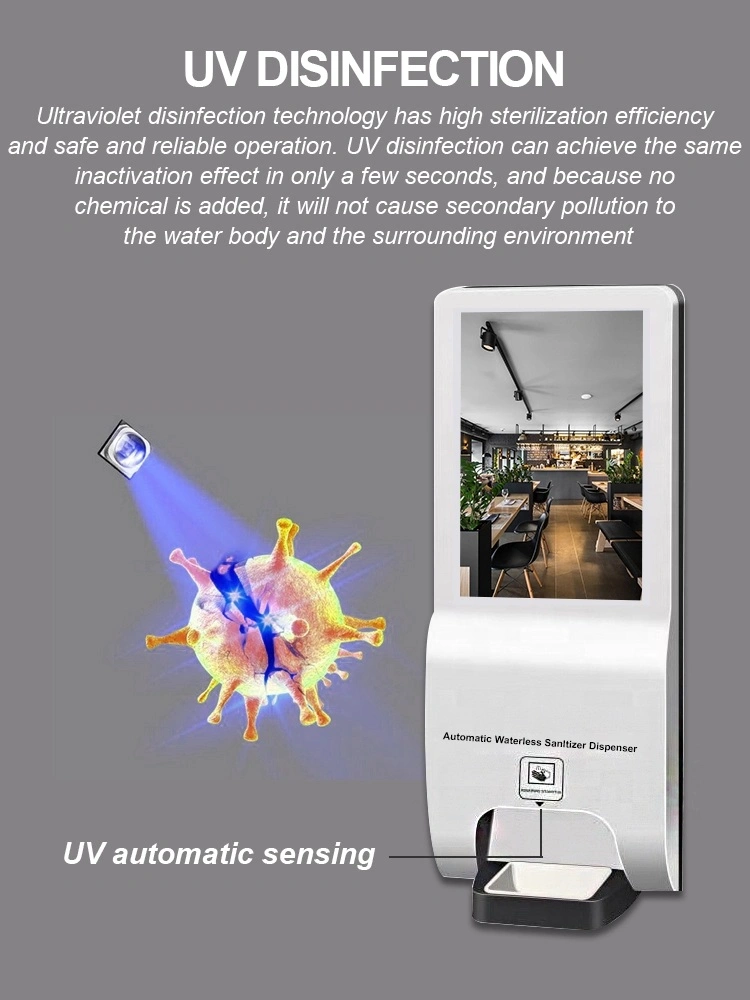 21.5 Inch Floor Standing Ad Player Digital Signage with Hand Sanitizer Automatic Dispenser