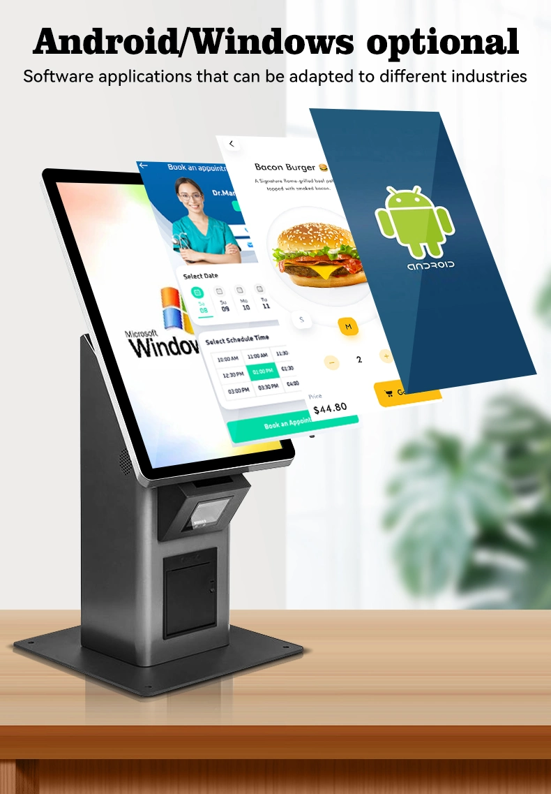 21.5 Inch Full HD LCD Screen Countertop Ordering Machine Food Qsr Quick-Service Restaurant Kiosk Self Checkout Kiosk