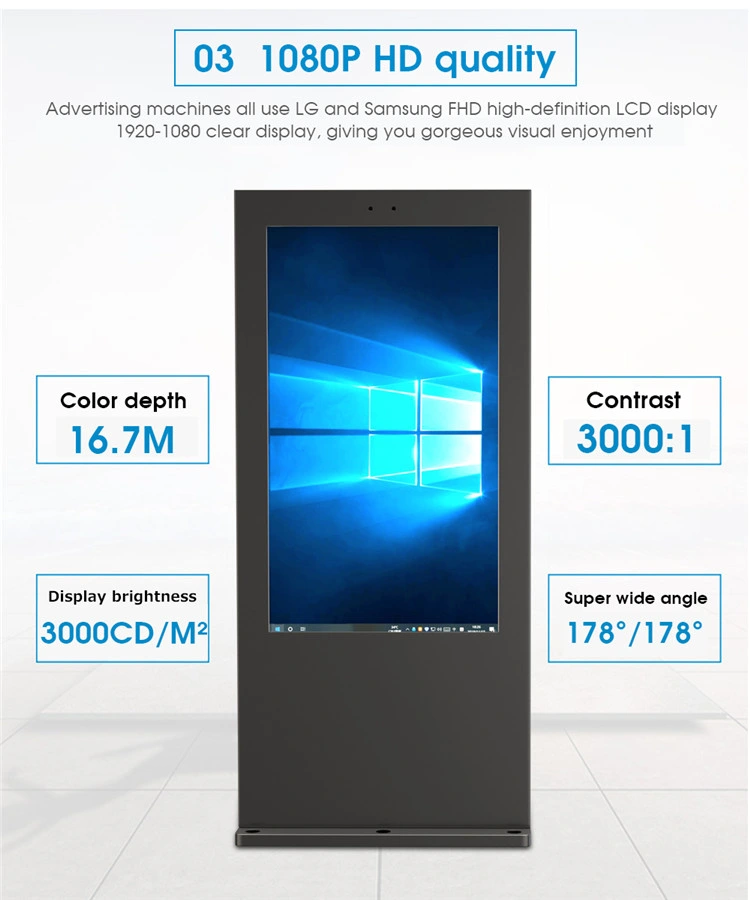 65 Inch Outdoor Advertising LCD Display Digital Signage Outdoor Information Boards Kiosk