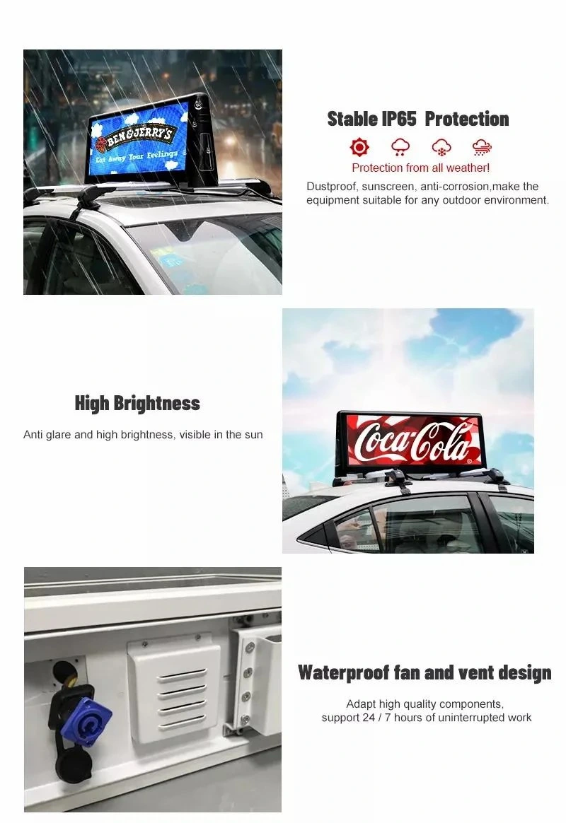 Outdoor Full Color P2.5 Taxi Top LED Display Screen Digital Moving Signage for Advertising