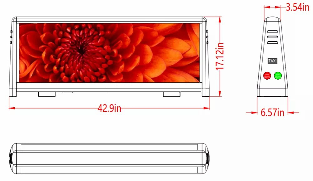 Outdoor Full Color P2.5 Taxi Top LED Display Screen Digital Moving Signage for Advertising