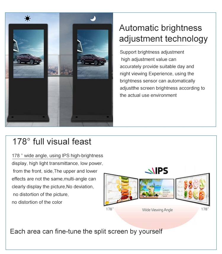 OEM 32 43 Inch Capacitive Touch Kiosk Totem Double Side Solar Outdoor Monitor Ad Screen and LCD Display Outdoor Digital Signage