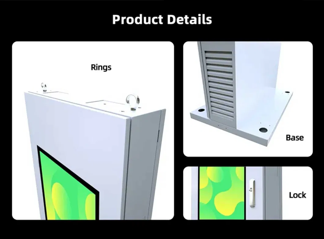 65&quot; 4K Outdoor Dual Screen Thin Bezel 3000CD/M2 Waterproof Triple Display Kiosk Portable LCD Outdoor Digital Signage