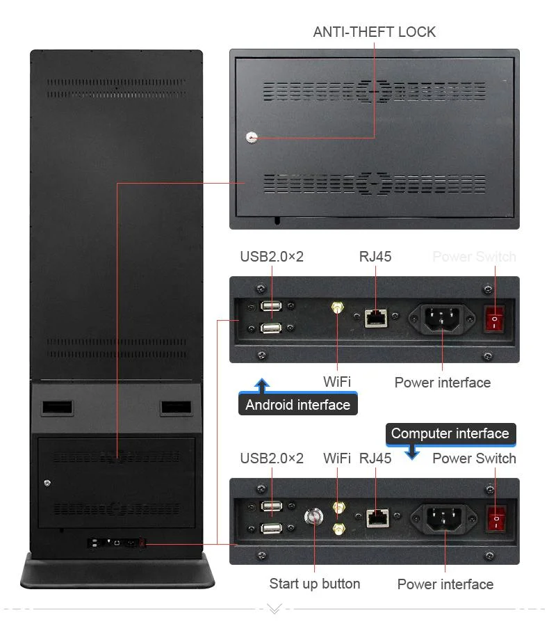 Plug and Play Standalone or Network Cms Software Floor Stand 32 43 50 55 Inch Indoor LCD Digital Signage