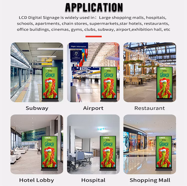 Kingone 85 Inch Full Screen Floor Stand Digital Signage Android Advertising Player Poster Touch Screen LCD Display Kiosk
