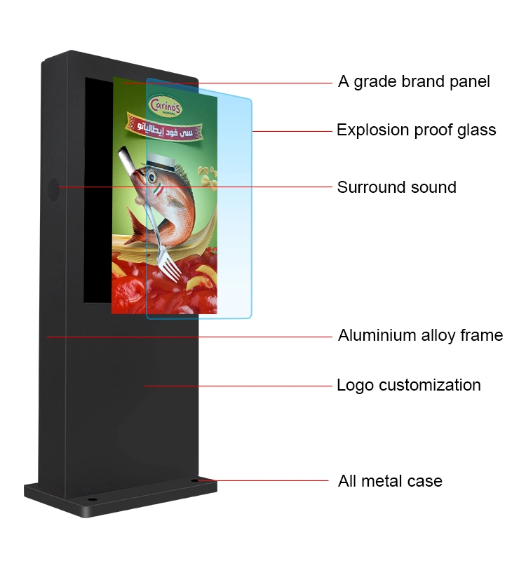 All-Weather Direct Sunlight Readable Advertising Kiosk Totem Commercial Outdoor Digital Signage Displays for Business