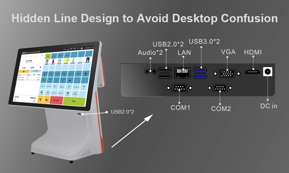 15inch Touch Screen Point of Sale System Epos with 12inch Dual Screen for Restaurant Ordering POS System