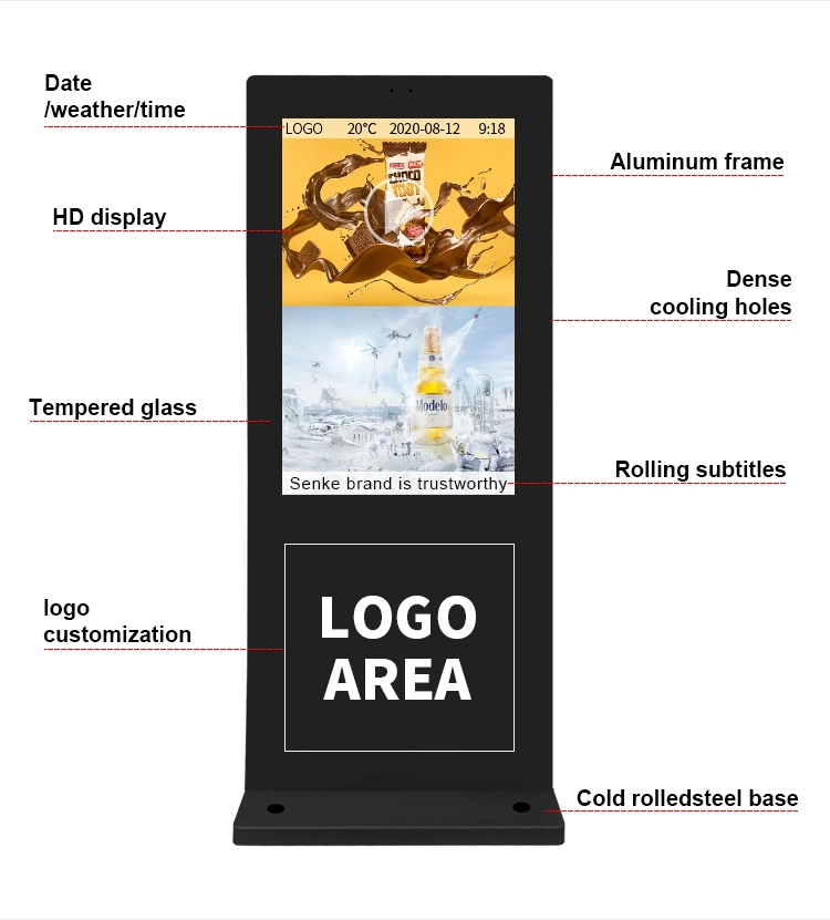 32 43 50 55 Inch Capacitive Touch Screen Floor Stand Wayfinding Outdoor Digital Signage Display Panels