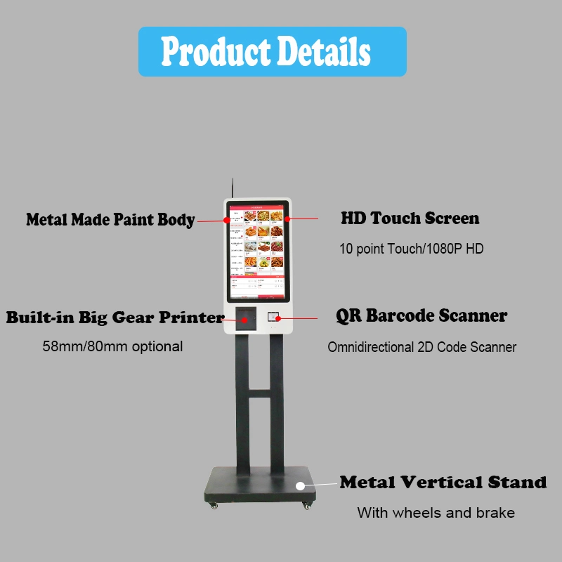 24inch Touch Screen Fast Food Self Service Ordering Machine Self Checkout Kiosk