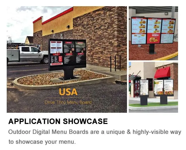 Outdoor Waterproof 1*2 / 1*3 55 Inch Digital Menu Boards for Drive-Thru Restaurants