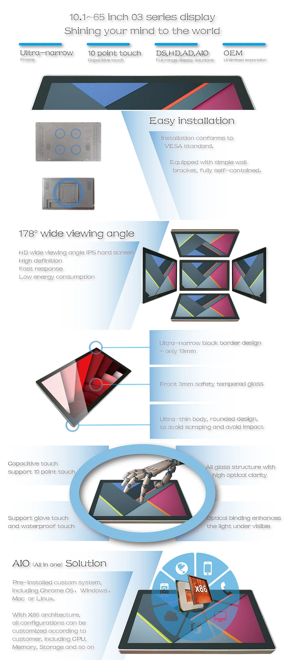 Wall Mounted WiFi Touch Screen Computer Kiosk