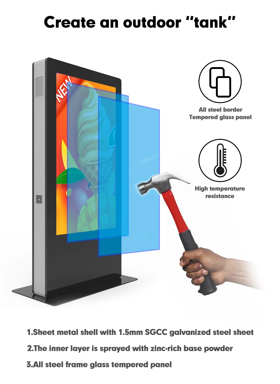 55 Inch Outdoor Advertising Display IP65 Advertisement Screen Wall Mount Digital Signage Touch Kiosk LCD Display