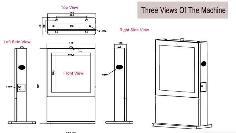 43 Inch (21.5&quot;~98&quot; optional) Outdoor Kiosk with Interactive Screen for Advertisement