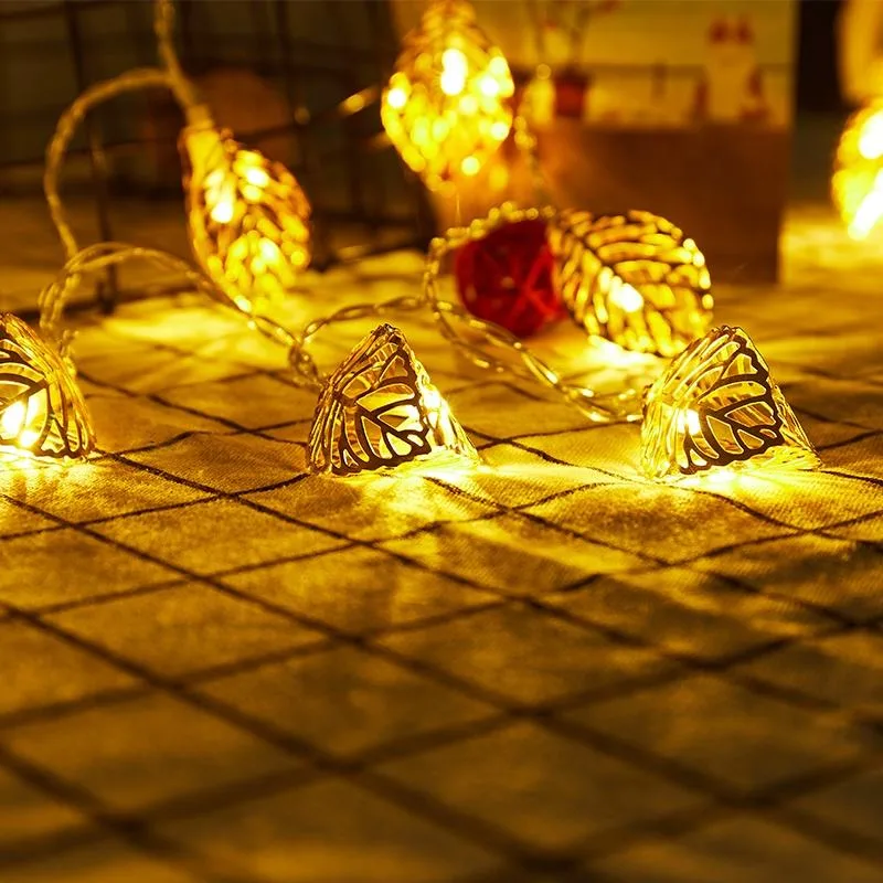 Gold Leaves String Lights Wedding Christmas Birthday Holiday Room Courtyard Decorative LED Lights Party Favors