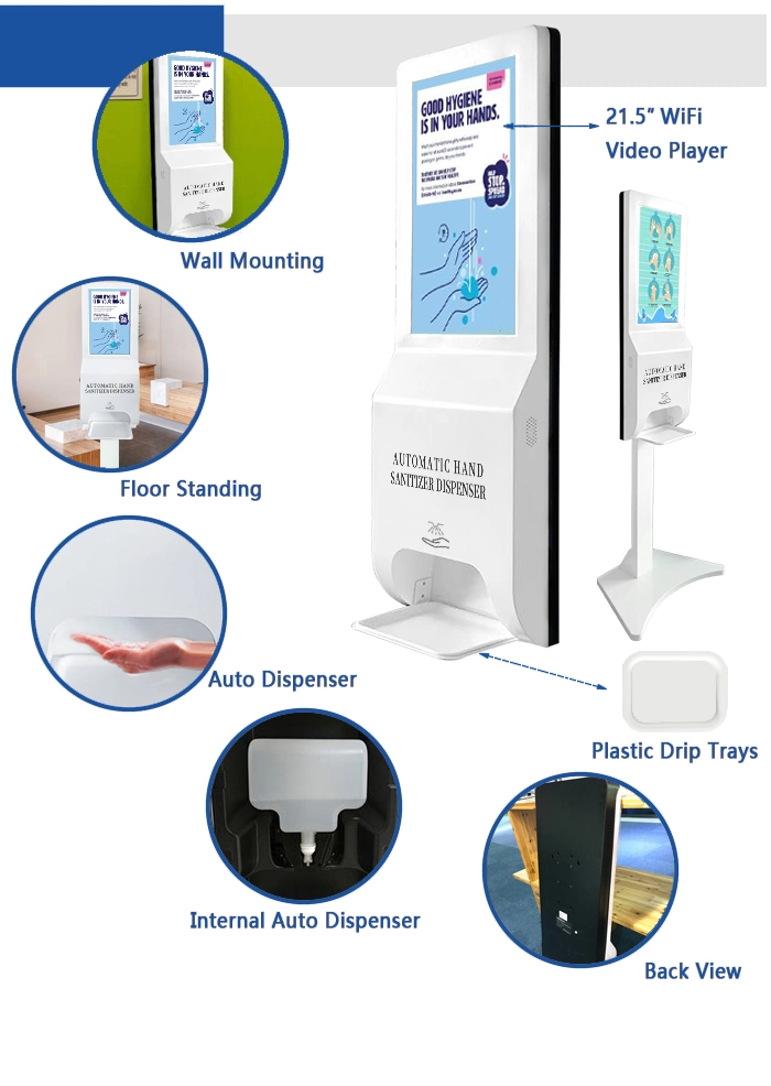 21.5 Inch Android Automatic Hand Sanitizer Dispenser Community Digital Signage Kiosk