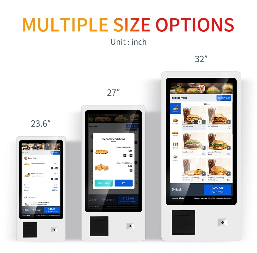 Restaurant Automation Order Ordering System 23.8inch Touch Screen Selfservice Payment Kiosk