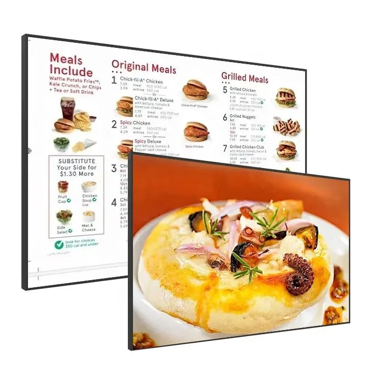 Android Indoor Screen Ultra Thin Restaurant Digital Signage Menu Board