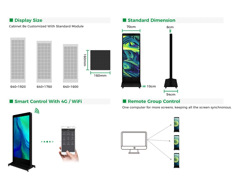 P2.8mm Exterior Outdoor Vertical Publicized LED Digital Standing Poster Screen Signage for Advertising Ads