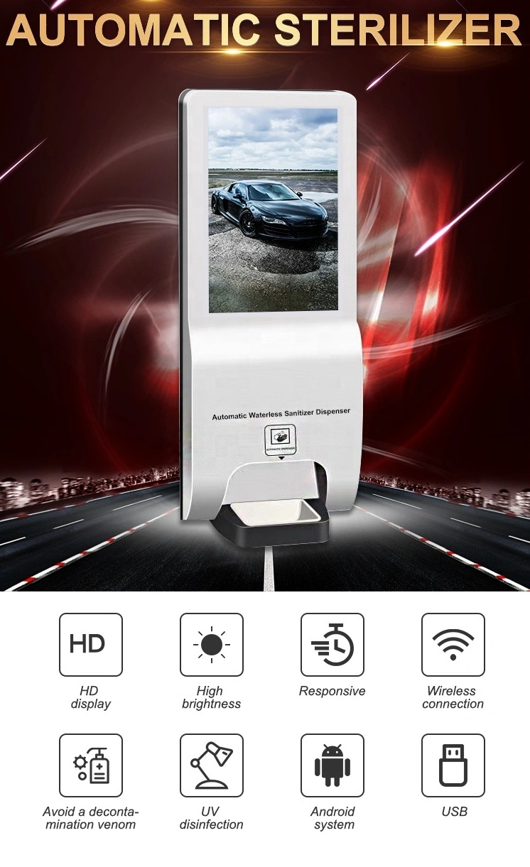 21.5 Inch Floor Standing Ad Player Digital Signage with Hand Sanitizer Automatic Dispenser